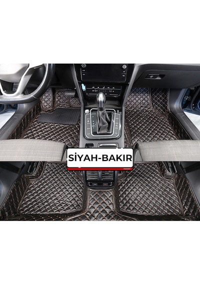 Honda Cıvıc Fd6 2007-2011 Siyah Üzeri Bakır Dikiş 8d Diamond Premium Tam Kaplama Deri Oto Paspas