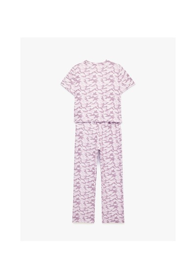 Koton Kamuflaj Desenli Rahat Kesim Bisiklet Yaka Kısa Kollu Pijama Takımı Pembe Desenli 7wlk40304mk Koton Kamuflaj Desenli Rahat Kesim Bisiklet Yaka Kısa Kollu Pijama Takımı Pembe Desenli 7wlk40304mk