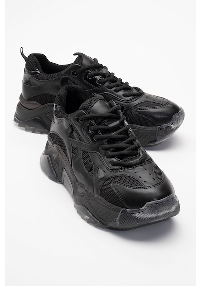 Luvishoes Lecce Siyah Cilt Kadın Spor Ayakkabı Siyah-Cilt Siyah