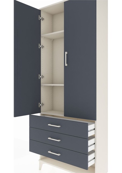 Arges Dolap 3 Raflı 3 Çekmeceli 2 Kapaklı 88x30x221 Aytaşı-an... Aytaşı