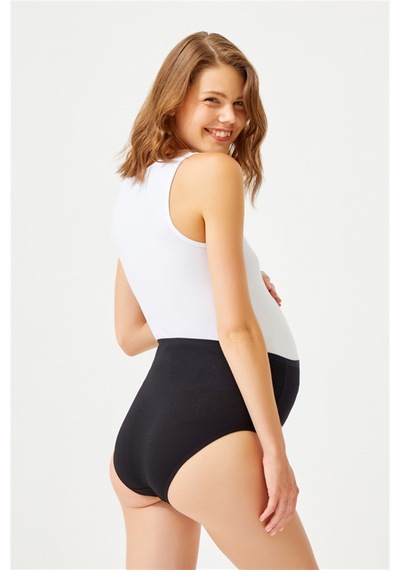 Cottonhill Siyah Pamuklu Yüksek Bel Hamile Bikini Külot Siyah