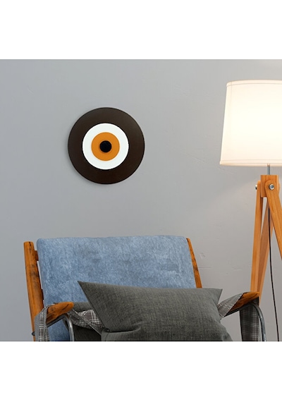 Minimalist Koyu Kahve Nazar Boncuğu El Yapımı Ahşap Büyük Nazarlı