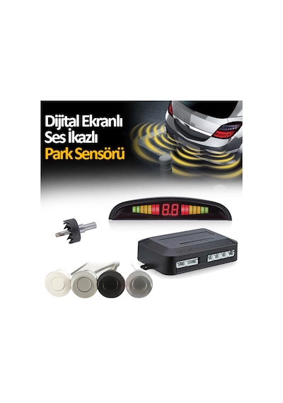 Park Sensörü Dijital Ekranlı Araç Ses İkazlı 22 Mm 4 Renk Siyah N11.405