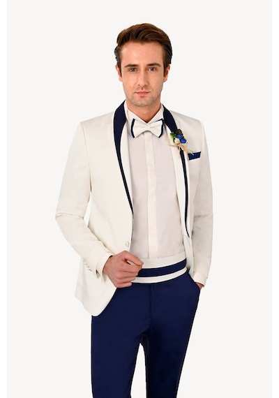 Ysf Erkek Krem Mono Yaka Slim Fit Damatlık