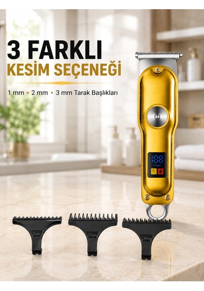 Turbo Modlu T Bıçaklı Saç Sakal Kesme Makinası Şarjlı Led Göstergeli 1 Adet Erkek Tıraş Bx-313665 1 - 2 Saat