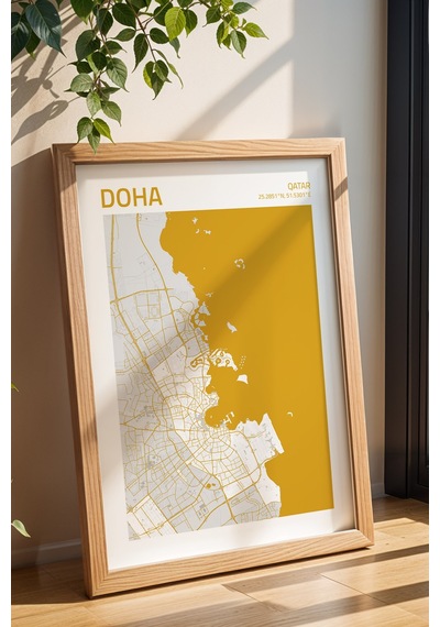 Doha Katar Qatar Şehir Haritası Çerçeveli Tablo Lüks Salon Ofis Duvar Dekorasyonu Hediyelik Tablo Kayın Doha Katar Qatar Şehir Haritası Çerçeveli Tablo Lüks Salon Ofis Duvar Dekorasyonu Hediyelik Tablo Kayın