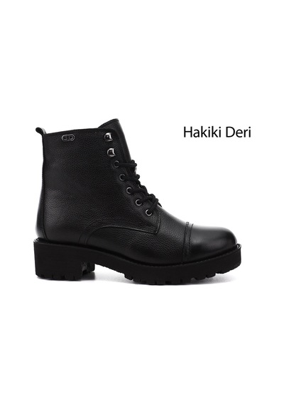 Gönderi(R) Gönderi R Siyah Floter Fermuarlı Kauçuk Taban Hakiki Deri Postal Bot Siyah Floter