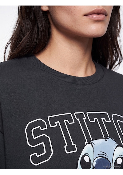 LC Waikiki Lc Waıkıkı Antrasit Stitch Baskılı Oversize Kadın Sweatshirt