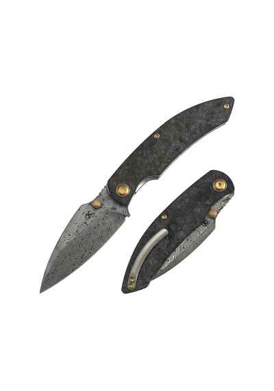 Kansept Falk Karbon Fiber Sap Damascus Çelik Çakı K1142a1 Kum