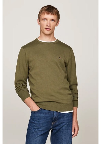 Tommy Hilfiger Erkek Bisiklet Yaka Kazak - Yeşil Green