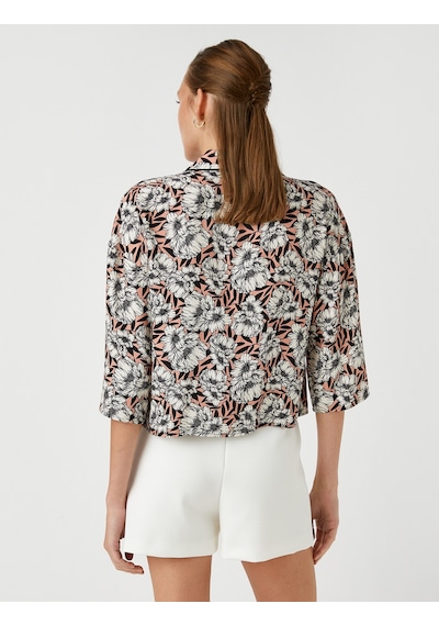 Koton Çiçekli Crop Gömlek Pembe Desenli 2sak60067cw 2SAK60067CW2D7 Pembe