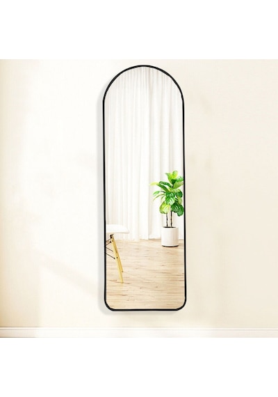 Dekoratif Ayna Mdf Oval Kesim Boy Ayna Duvar Aynası 165 X 45 Cm 166 X 50 Siyah