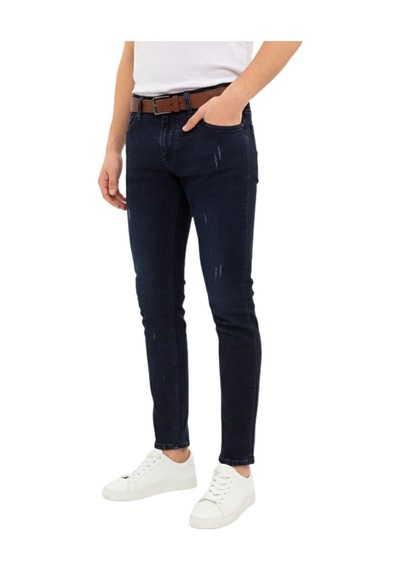 Erkek Silim Fit Jeans Tırnak Eskitme Model Pantolon 311 Bgl-st04975 Lacivert