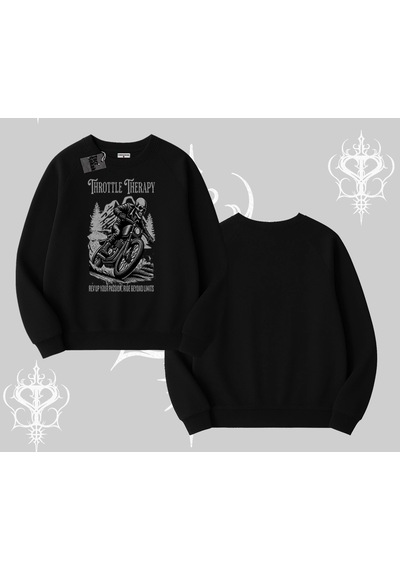 Startmore Biskilet Sweatshirt Throttle Therapy No Brakes Just Freedom Siyah