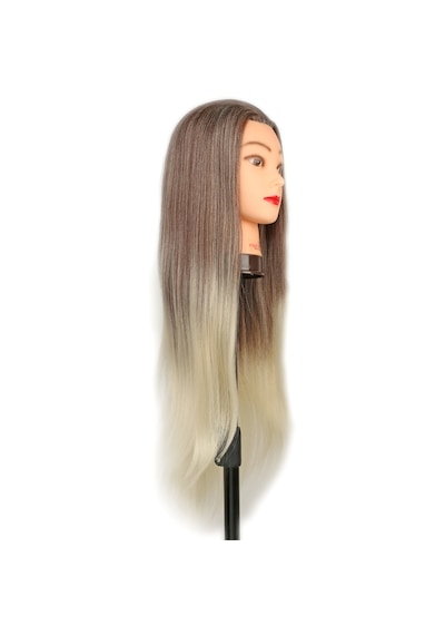 Kuaför Eğitim Mankeni / Yaki + Masa Aparatı / Kahverengi / Platin - Elm-01-461853 Çok Renkli