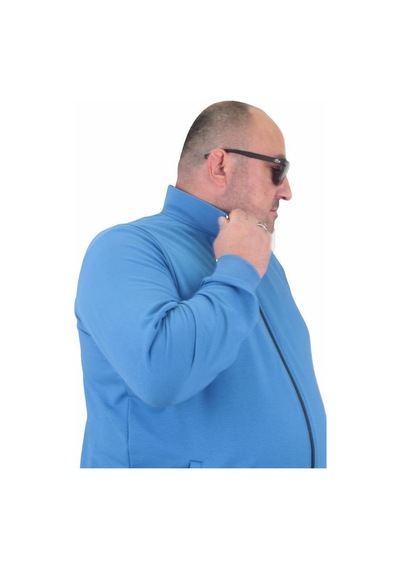 Starbattal Büyük Beden Basic Mevsimlik Fermuarlı Sweatshirt 22750 Saks-Saks Saks Mavi