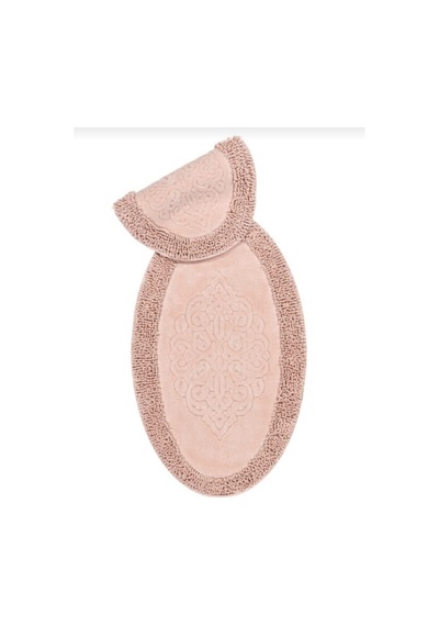 Cotton Special 2'li Oval Osmanlı Desen Pamuklu Klozet Takımı Pudra Renkli