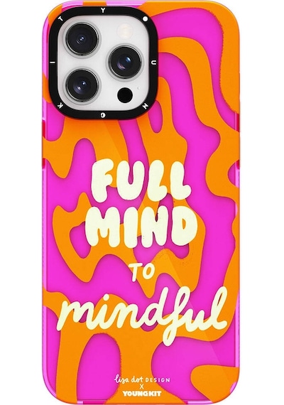 Apple Uyumlu iPhone 15 Pro Kılıf Yazı Desenli Youngkit Mindfullness Serisi Kapak Mavi