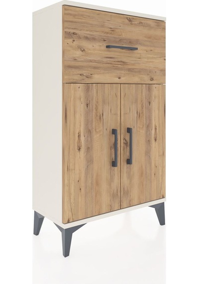 Arges Komodin Tek Raflı Tek Çekmeceli 2 Kapaklı 60x30x106 Aytaşı-çam Aytası