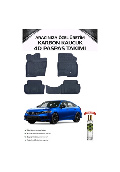 Honda Civic 2022 Model Aracınıza Özel Karbon Kauçuk Paspas Takımı