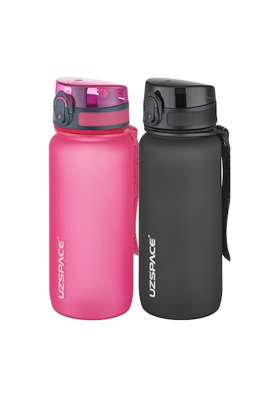 Uzspace 2'li Tritan Matara Seti 650 Ml 14 Farklı Renk Seçeneği Fiftyfifty -3037seta Pembe-Siyah