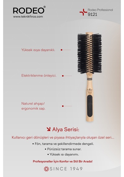 Rodeo 9121 Saç Fırçası Fön, Tarama, Şekillendirme - Isıya Dayanıklı, Elektriklenme Önleyici