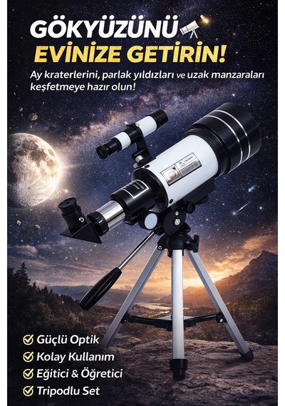 Dailytech Profesyonel Astronomik Monoküler Teleskop Ay & Yıldız Gözlemi Eğitici Güçlü Optik Tripodlu Set