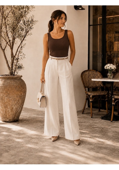 Unika Boutique Kadın Fittili Kalın Askılı Crop Atlet Kahverengi