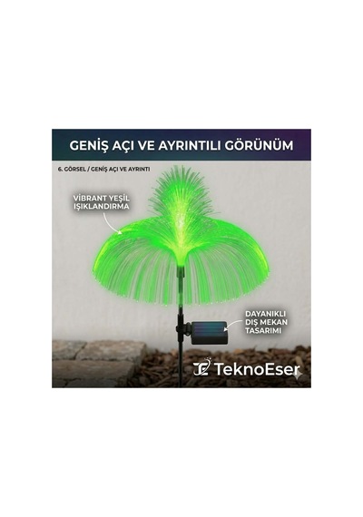 Solar Hint Çiçeği Led Bahçe Işığı - Fiber Optik Renk Değiştiren Dış Mekan Dekoratif Aydınlatma