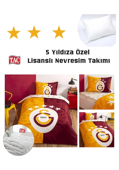 Taç Lisanslı Galatasaray 5.yıldız Nevresim Yorgan Yastık