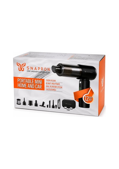 Snapron Snv-3002 2'si 1 Arada Şarjlı Araç Süpürgesi 80w 12000pa - 9 Başlık 3 Filtre Taşıma Çantalı Torpido Aksesuar