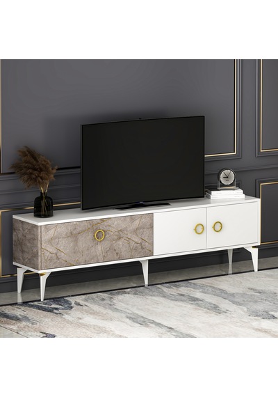 T0019 Zümrüt Alt Modül Tv Ünitesi Gordion Mermer/beyaz T0019 Zümrüt Alt Modül Tv Ünitesi Gordion Mermer/beyaz