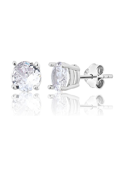 Zanaatsilver 925 Ayar Gümüş Rodyum Kaplama Pırlanta Montürlü Tektaş Küpe 6  MM