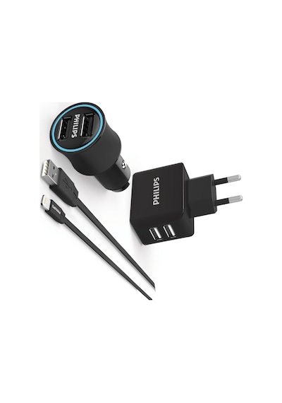 Philips Uyumlu Dlp2553El Seyahat & Araç Şarj Kablo Lightning