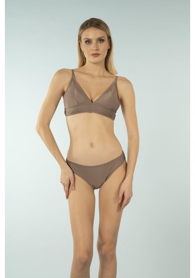Estiva Geniş Bantlı Toparlayıcı Üçgen Bikini Takımı - Kahverengi Çok Renkli