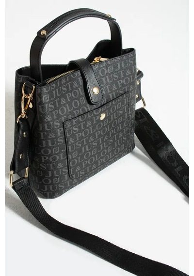 Just Polo Kadın Orijinal 4 Bölmeli Lüks El & Omuz Çantası Shoulder Bag Ebat: 25x25 Cm Siyah
