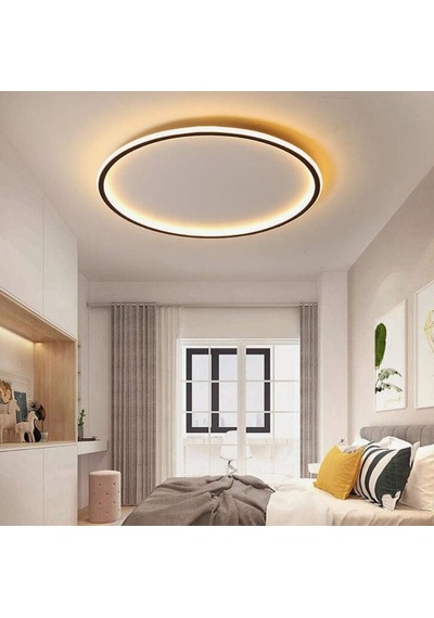 Siyah Ø80 cm Çember Avize 3000K Sarı Işık Led Tavan Lambası