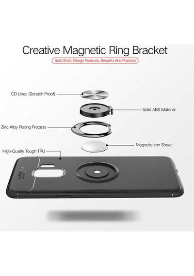 Samsung Uyumlu Galaxy S9 Plus Kılıf Yüzüklü Magnetli Ravel Case
