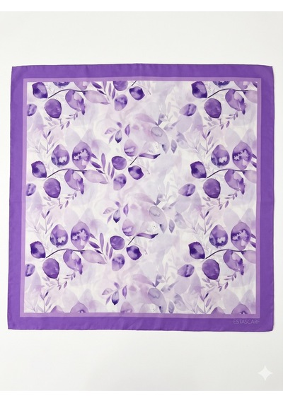 Tarzını Seç Lavanta Desenli Fular / Bandana 70x70 Cm