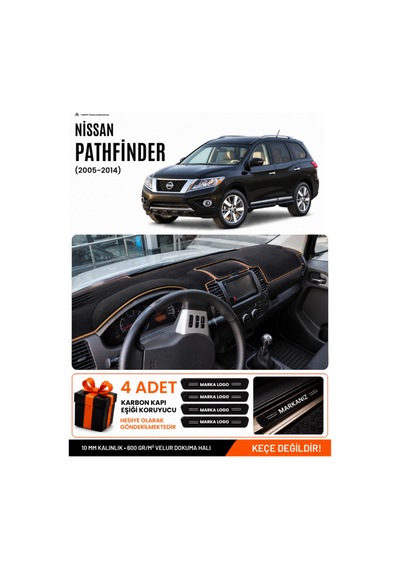 Nissan Pathfinder 2005-2014 Uyumlu Torpido Örtüsü, Torpido Kılıfı - Siyah Kahverengi