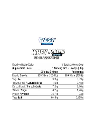 West Nutrition Hediye - Whey Protein Tozu Izole & Konsantre 1980 Gr