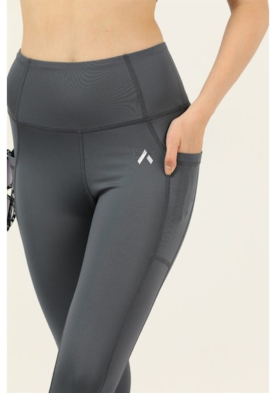 Kadın Antrasit Yüksek Bel Toparlayıcı Çift Cepli Spor Tayt Bilek Boy Boy Slim Fit Görünüm 1057 Antrasit