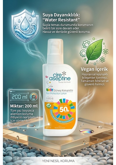 Cire Aseptine Bebek Güneş Koruyucu Losyon Spf50 200 Ml 2 Adet