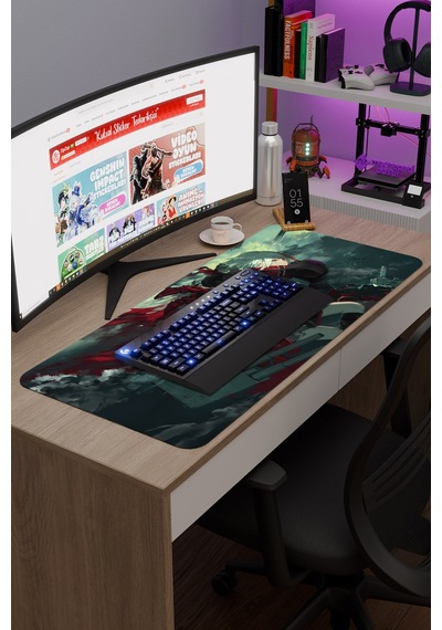 Azur Lane Kaymaz Dikişli Kauçuk Oyuncu Mousepad V1 - 90x40 Xxl Gaming Mouse Pad Fare Altlığı