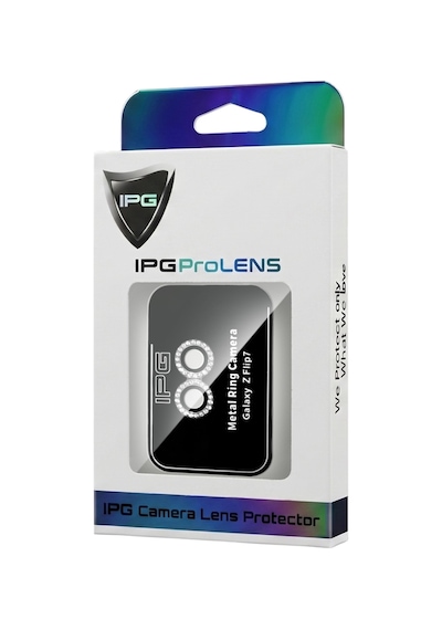 Samsung Galaxy Uyumlu Z Flip 7 İçin Ipg Prolens Kamera Lens Koruyucu Elmas Taş Çerçeveli, Kırılmaz Cam Gümüş