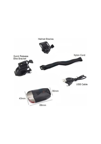 Forte GT 300 lümen Bisiklet Ön Işık Kask ve Gidon Farı Xbyc 6126 Gri - Siyah