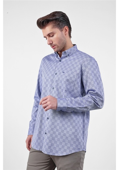 İmza Lacivert - Mavi Düğmeli Yaka Uzun Kol Cepli Comfort Fit Pamuk Gömlek 1004260173 3XL İmza Lacivert - Mavi Düğmeli Yaka Uzun Kol Cepli Comfort Fit Pamuk Gömlek 1004260173 3XL