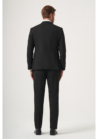 İmza Siyah Kırlangıç Yaka Kruvaze 6 Drop Slim Fit Tam Astar Esnek Takım Elbise 1001260180