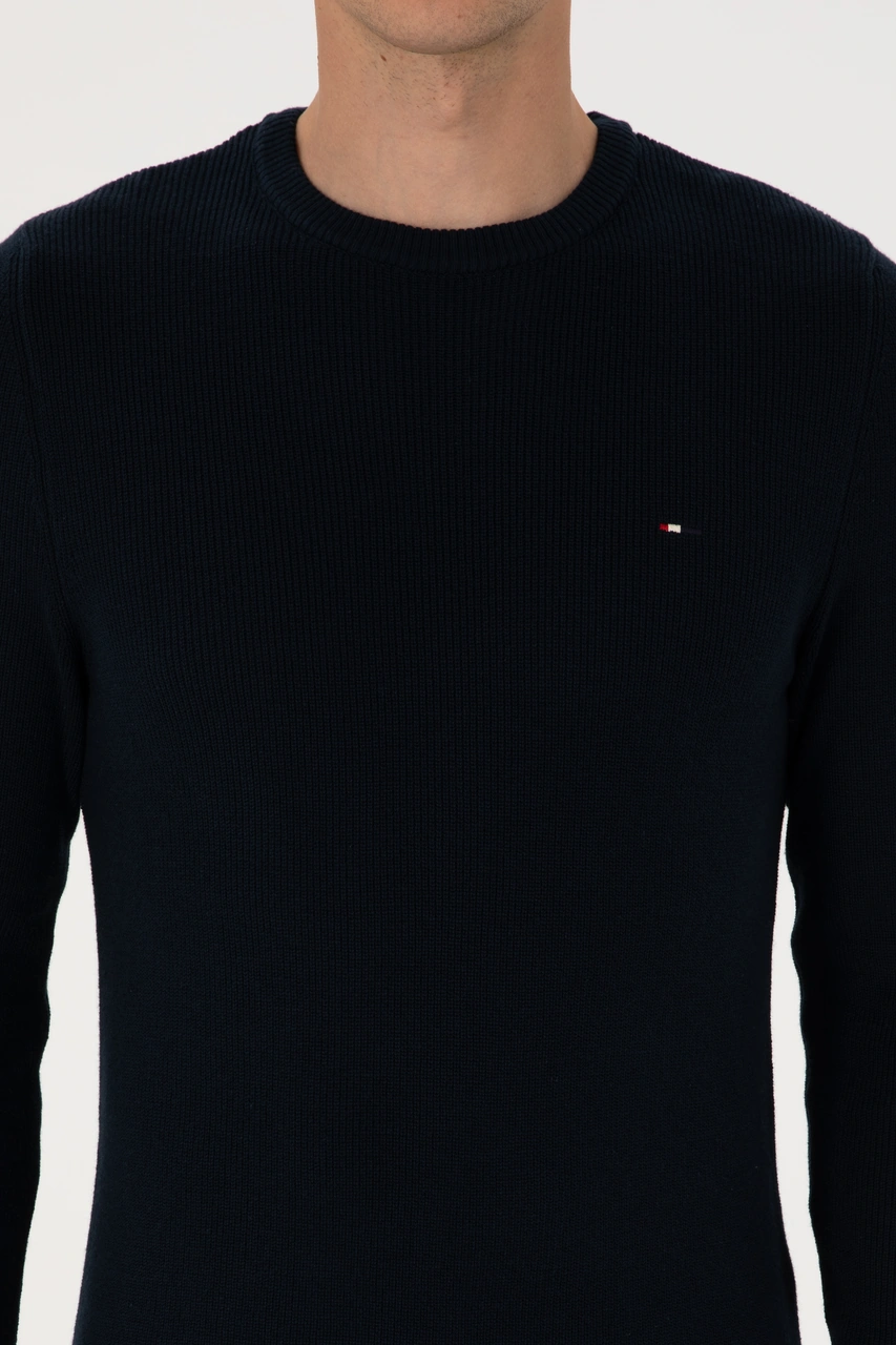 U.S. Polo Assn. Erkek Slim Fit Bisiklet Yaka Lacivert Basic Kazak 50313667-VR033