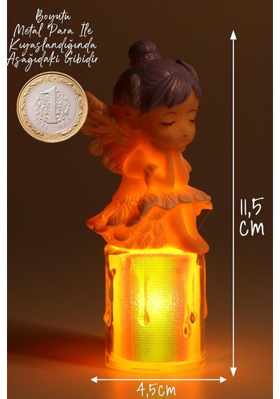Led Mum Kanatlı Melek Tip Dumansız Pilli Alevli Dekoratif Yapay Mum Işıldak Mor 1037-7 Çok Renkli